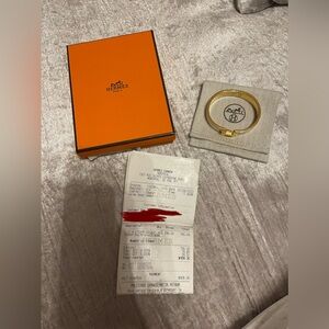 Authentic Hermes white & gold Clic H bracelet